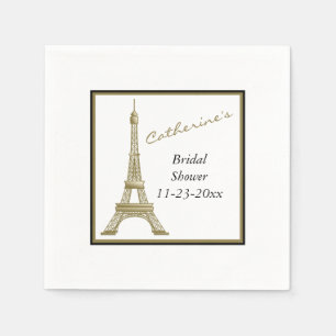 Bronze Eiffel Tower Paris France Bridal Shower Paper Napkins