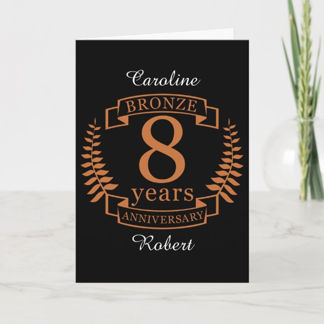 Bronze eighth wedding anniversary 8 years card (Front)