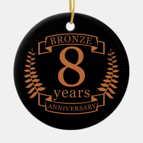 Bronze eighth wedding anniversary 8 years ceramic ornament