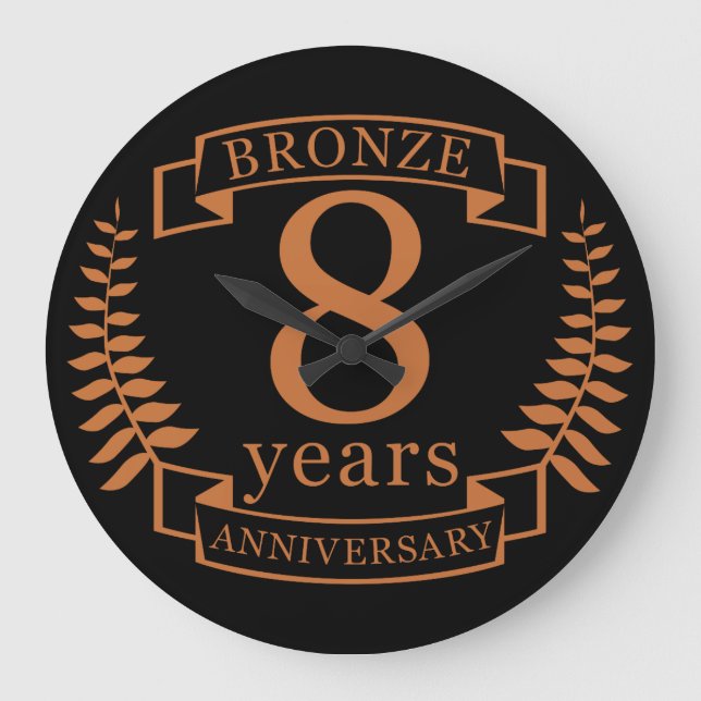 Bronze eighth wedding anniversary 8 years large clock (Front)