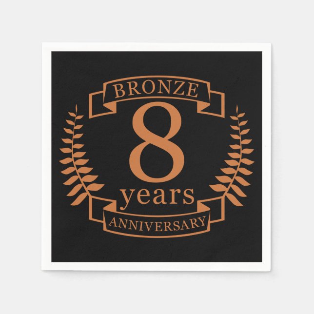 Bronze eighth wedding anniversary 8 years napkins (Front)