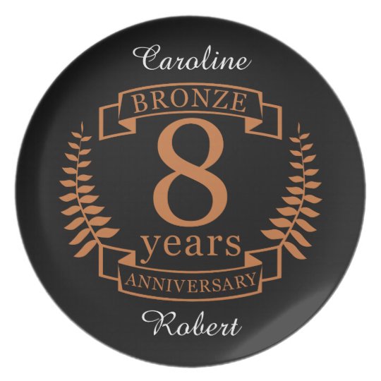 Bronze eighth wedding anniversary 8 years plate