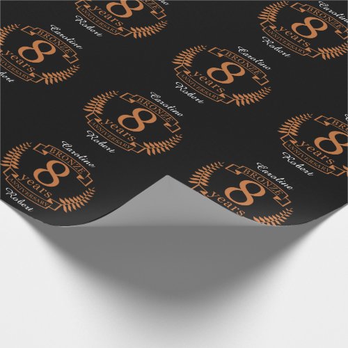 Bronze eighth wedding anniversary 8 years wrapping paper