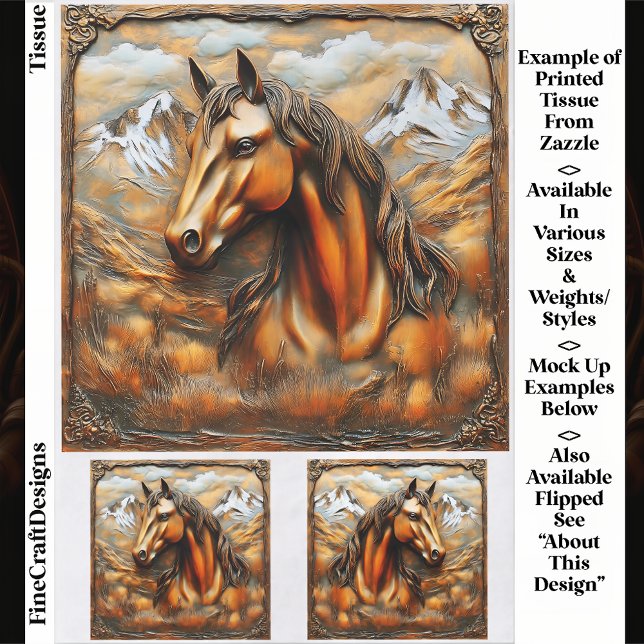 Bronze Embossed Mountain Horse EK7L Decoupage Tissue Paper (Creator Uploaded)