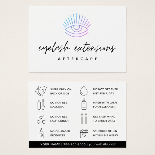 Bronze Eyelash Extensions Lash Aftercare Card