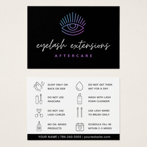 Bronze Eyelash Extensions Lash Aftercare Card