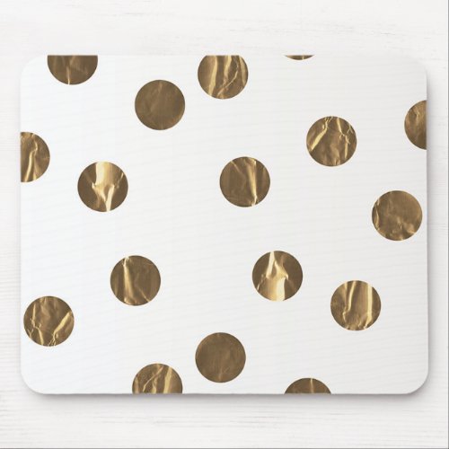 Bronze Faux Shine Polka Dots Modern Trendy Chic Mouse Pad