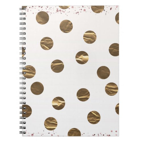 Bronze Faux Shine Polka Dots Modern Trendy Chic Notebook