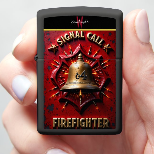 Bronze Fire Bell Maltese Cross Gift Zippo Lighter (In Hand)