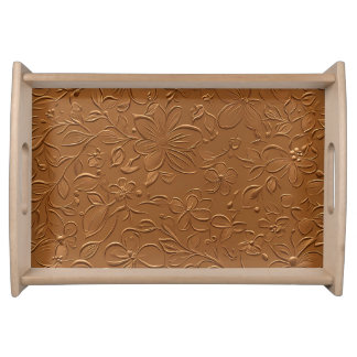 Bronze Floral Embossed Serving Tray