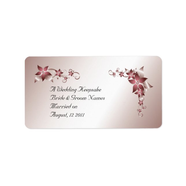 Bronze Floral  Wedding Favor Lip Balm Tube Label (Front)