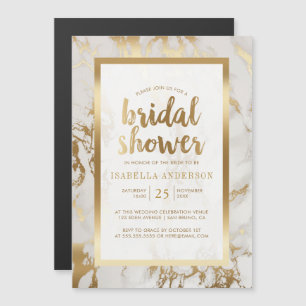 Bronze Foil & Marble Bridal Shower Magnetic Invitation