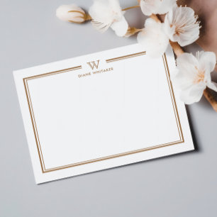 BRONZE Formal Classic Family Monogram Double Frame Note Card