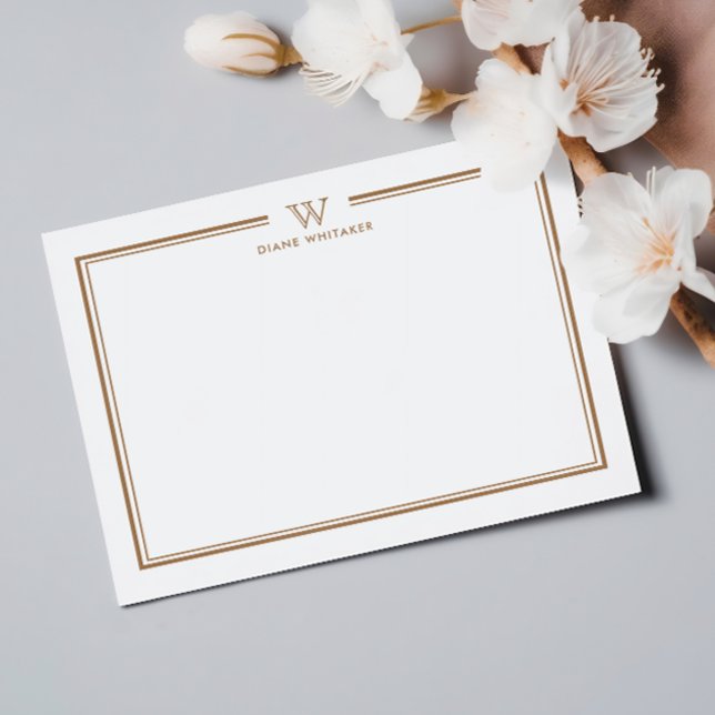 BRONZE Formal Classic Family Monogram Double Frame Note Card (Creator Uploaded)