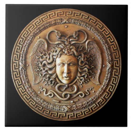Bronze French Medusa Wall Tile with Greek key