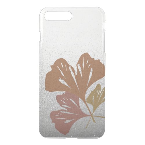 Bronze Ginkgo Leaves on Silver Effect Pattern iPhone 8 Plus7 Plus Case
