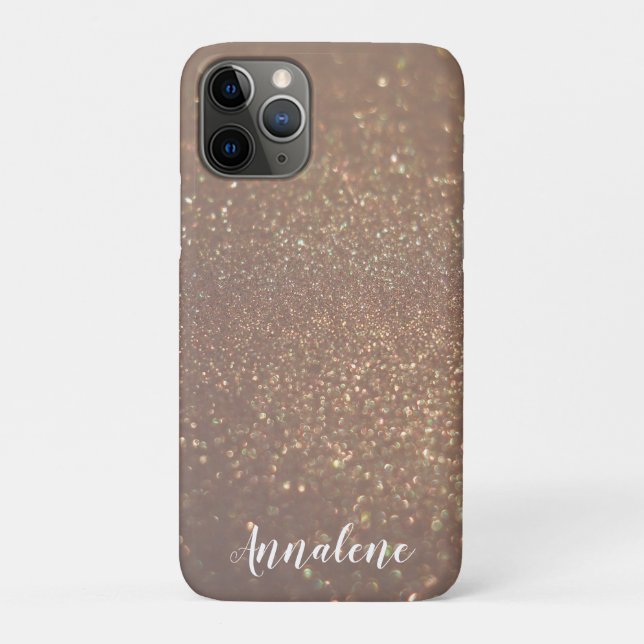 Bronze Glam Chic Glitter Personalized Name  Case-M Case-Mate iPhone Case (Back)