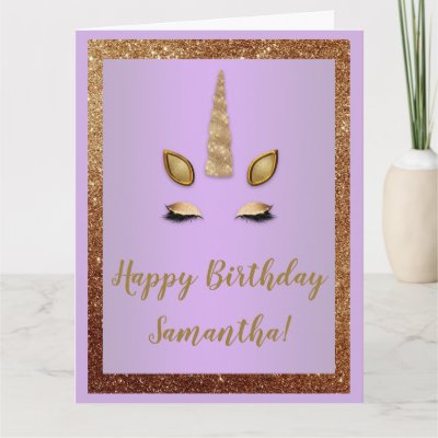 Bronze Glitter and Purple Gold Unicorn Birthday