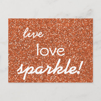 Bronze glitter Live Love Sparkle Postcard
