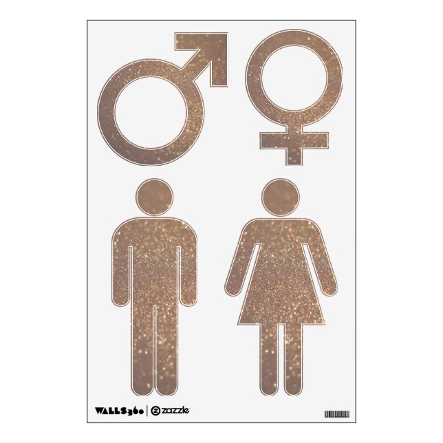 Bronze Glitter Male Female Bathroom  Wall Decals (Front)