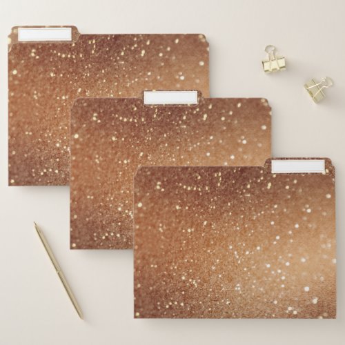 Bronze glitter printed faux foil shimmer sparkle file folder