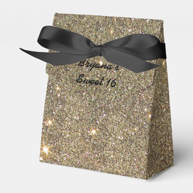 Bronze Glitter Sparkle Birthday Party Favor Boxes (Front Side)