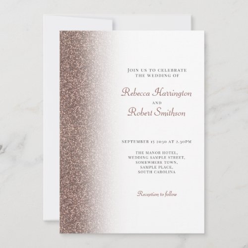 Bronze Glitter Wedding Invitation