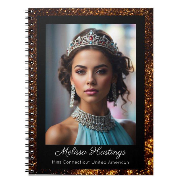 Bronze Glitz Elegant Shiny Pageant Notebook (Front)