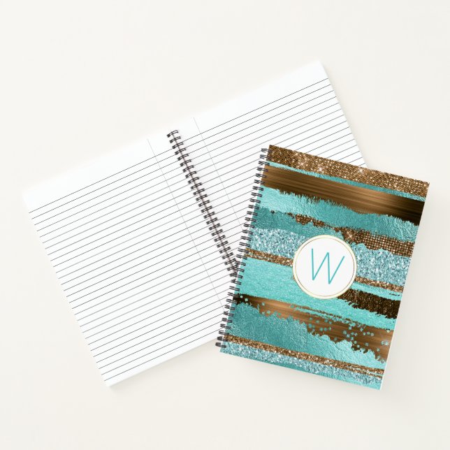 Bronze Glitz Monogrammed Notebook (Inside)