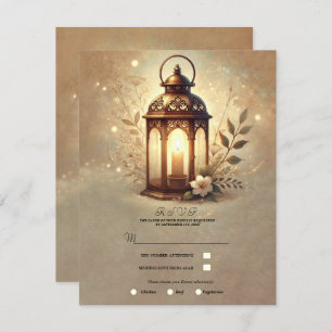 Bronze Glowing Lantern Romantic Rustic RSVP Invitation