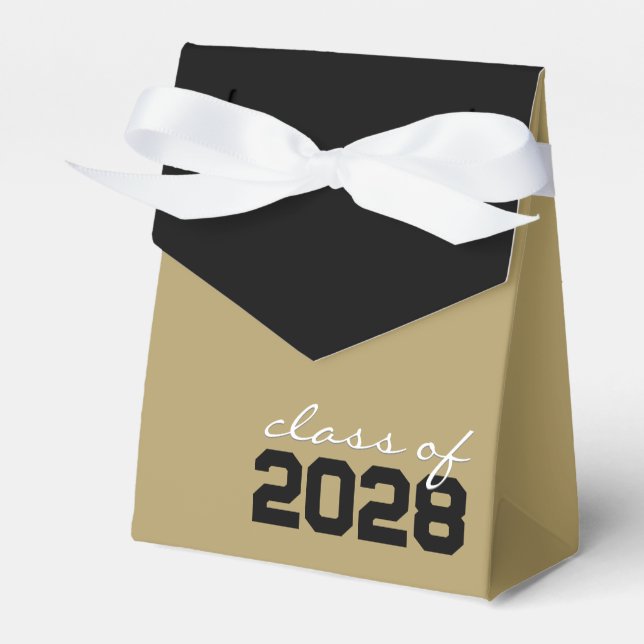 Bronze Gold & Black Graduation Favor Boxes (Front Side)