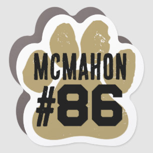 Bronze Gold & Black Player Number Pawprint Car Magnet
