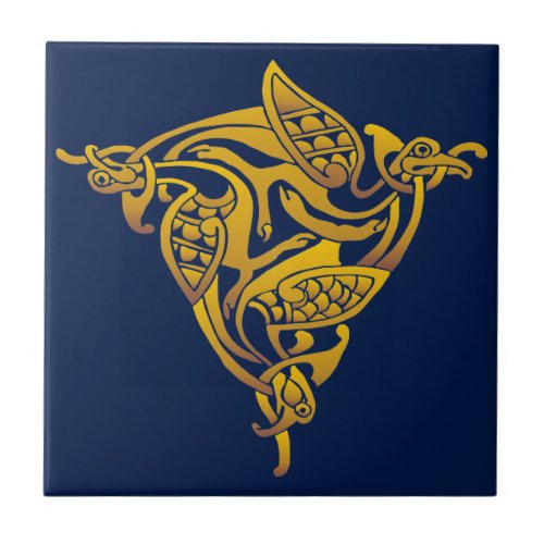 Bronze Gold Celtic Bird Ceramic Tile