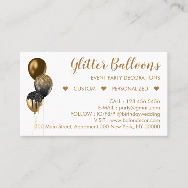 Bronze Gold Event Planner Party Balloon Calling Card