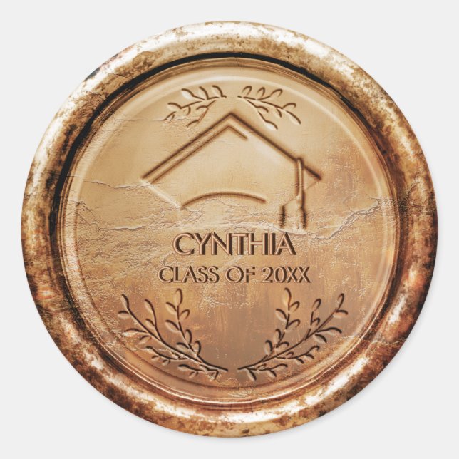 Bronze Gold Graduation Cap Gold Wax Seal (Front)