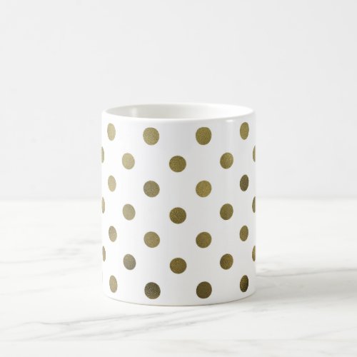 Bronze Gold Leaf Metallic Faux Foil Polka Dot Coffee Mug