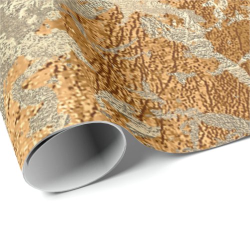 Bronze Gold Marble Pastel Unicorn Urban Abstract Wrapping Paper
