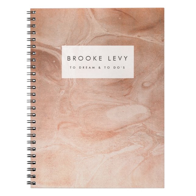Bronze Gold Marble Personalized Journal Notebook (Front)