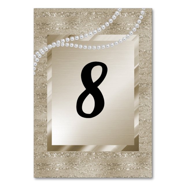 Bronze Gold MODERN TABLE NUMBER PEARL (Front)