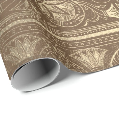 Bronze Gold Papyrus Antique Egyptian Floral Lotus Wrapping Paper