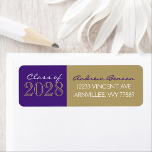 Bronze Gold & Purple Graduation Return Address Label