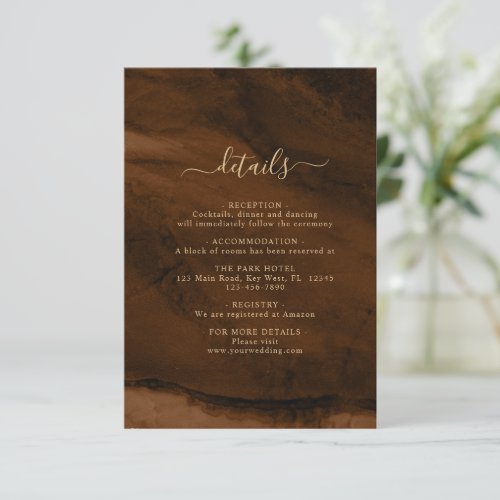 Bronze  Gold  Wedding Details Enclosure Card