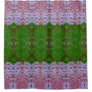 Bronze & Green Leaves Ikat Shower Curtain
