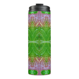 Bronze & Green Leaves Ikat Thermal Tumbler