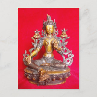 BRONZE GREEN TARA STATUE ANCIENT TIBET POSTCARD