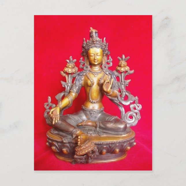 BRONZE GREEN TARA STATUE ANCIENT TIBET POSTCARD (Front)