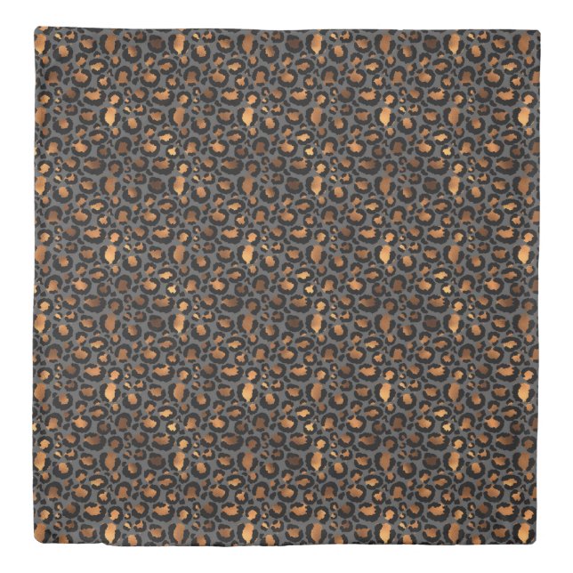Bronze, grey leopard print duvet cover (Front)