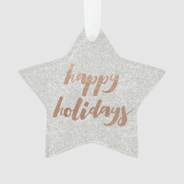 Bronze Happy Holidays Script Xmas Tree Ornament (Front)