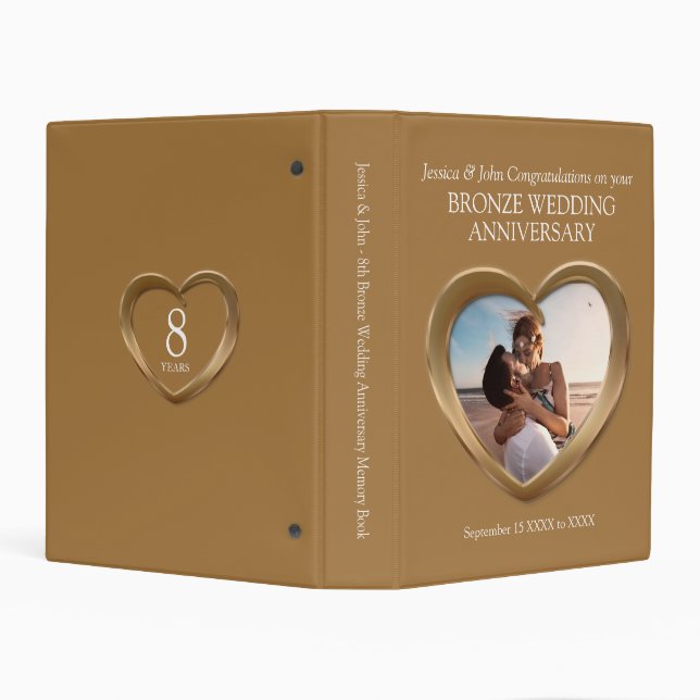 Bronze heart wedding anniversary 8th photo memory mini binder (Background)