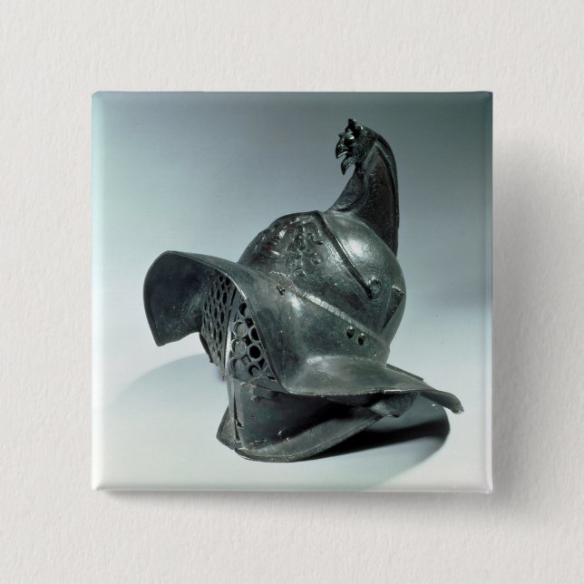 Bronze helmet of Thracian gladiator, Roman, 1st ce Button (Front)